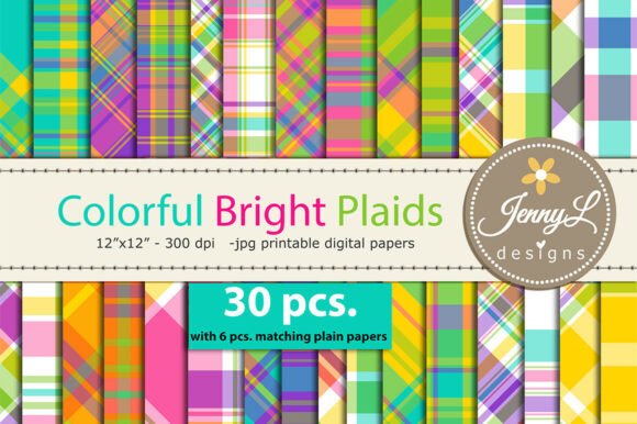 Download Colorful Bright Plaids Digital Papers - Bright Collection