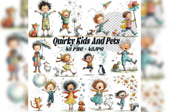 Download Whimsical Kids &amp; Pets Clipart Set - Kids Collection