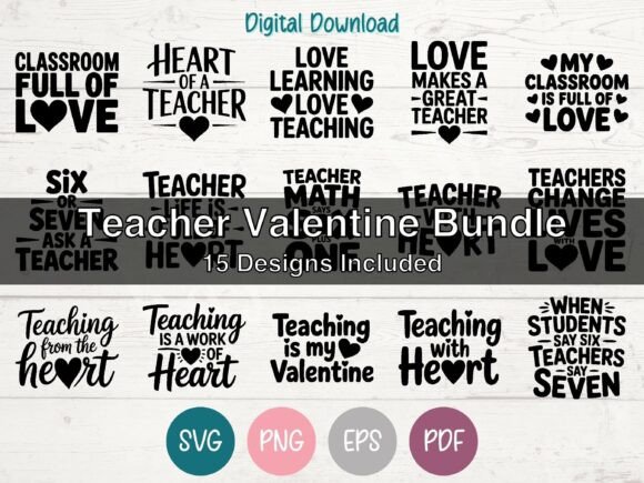 Download Teacher Valentine Bundle of 15 SVG PNG - Premium Resources