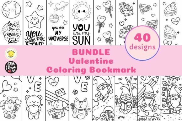 Download VALENTINE Bundle Cute Coloring Bookmarks - Premium Resources