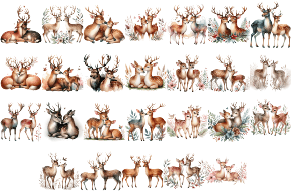Download 26 Watercolor Boho Deer Valentine Bundle - Valentine bundle Collection
