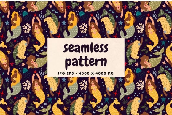 Download Mermaids Pattern, Mermaids Digital Paper - Mermaids pattern Collection